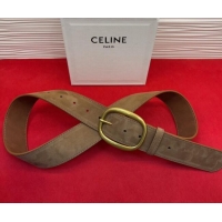 Popular Style Celine Twin Triomphe Belt 4.5x105cm with Pin Buckle in Suede CE031605 Light Brown 2026
