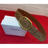 Popular Style Celine Twin Triomphe Belt 4.5x105cm with Pin Buckle in Suede CE031605 Light Brown 2026