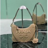 Top Grade Prada Re-edition Crochet Raffia-effect Mini Bag with Gold Chain 1BC204 2026