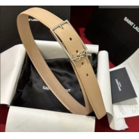 Best Price Saint Laurent New Cassandre Belt 3cm in Calf Leather 0617 Beige 2025