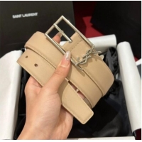 Best Price Saint Laurent New Cassandre Belt 3cm in Calf Leather 0617 Beige 2025