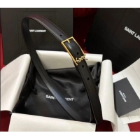 Big Discount Saint Laurent New Cassandre Belt 2cm in Calf Leather 0617 Black/Gold 2025