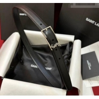 Inexpensive Saint Laurent New Cassandre Belt 2cm in Calf Leather 0617 Black/Silver 2025