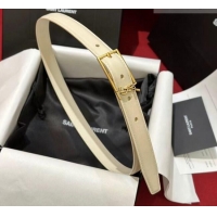 Best Price Saint Laurent New Cassandre Belt 2cm in Calf Leather 0617 White 2025