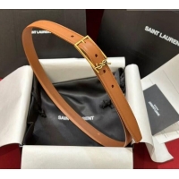 Best Price Saint Laurent New Cassandre Belt 2cm in Calf Leather 0617 Brown 2025