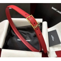 Buy Fashionable Saint Laurent New Cassandre Belt 2cm in Calf Leather 0617 Red 2025