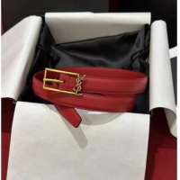 Buy Fashionable Saint Laurent New Cassandre Belt 2cm in Calf Leather 0617 Red 2025