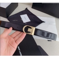 Best Price Saint Laurent Reversible Patent Leather Belt 3cm 0617 Black/Gold 2025