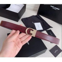 Traditional Specials Saint Laurent Reversible Leather Belt 3cm 0617 Dark Burgundy/Gold 2025