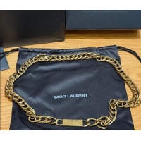 Top Quality Saint Laurent Wide Gold-Tone Chain Belt 0724 Aged Gold 2025