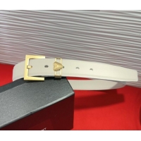 Good Quality Saint Laurent Calfskin Leather Belt 3cm with Heart Charm YSL091201 White/Gold 2025