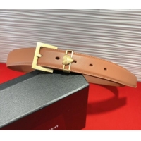 Best Price Saint Laurent Calfskin Leather Belt 3cm with Heart Charm YSL091201 Tan Brown/Gold 2025