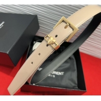 Unique Discount Saint Laurent Calfskin Leather Belt 3cm with Heart Charm YSL091201 Beige/Gold 2025