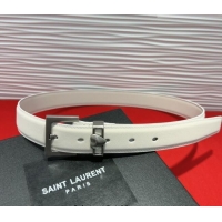 Good Taste Saint Laurent Calfskin Leather Belt 3cm with Heart Charm YSL091201 White/Silver 2025