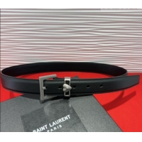 Top Quality Saint Laurent Calfskin Leather Belt 3cm with Heart Charm YSL091201 Black/Silver 2025