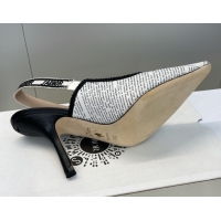 Unique Style Dior J'Adior Slingbacks Pump 9.5cm in Calfskin Leather with White and Black Newspaper Print 2026 0302036