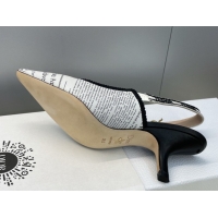 Durable Dior J'Adior Slingbacks Pump 6.5cm in Calfskin Leather with White and Black Newspaper Print 2026 0302037
