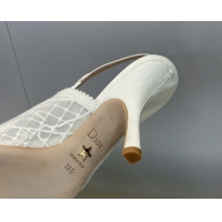 Best Product Dior J'Adior Slingbacks Pump 9.5cm in Transparent Mesh Embroidered with Millefiori Motif White 2026 0302039