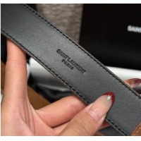 Best Price Saint Laurent Cassandre Belt 3cm in Suede and Leather YSL26010401 Light Brown 2025