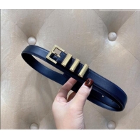 Modern Classic Saint Laurent Calfskin Leather Belt 3cm YSL26010402 Blue/Gold 2025