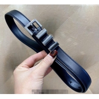 Best Price Saint Laurent Calfskin Leather Belt 3cm YSL26010402 Blue/Silver 2025