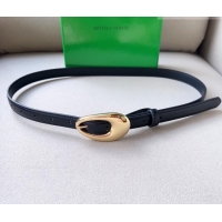 ​Top Quality Bottega Veneta Soft Calfskin Belt 2cm with Gold Pin Buckle 0315 Black 2025