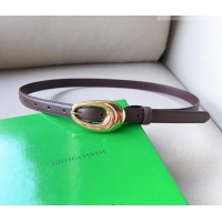 Good Product Bottega Veneta Soft Calfskin Belt 2cm with Gold Pin Buckle 0315 Dark Brown 2025