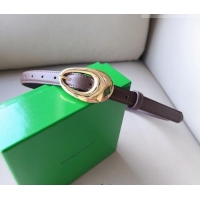 Good Product Bottega Veneta Soft Calfskin Belt 2cm with Gold Pin Buckle 0315 Dark Brown 2025