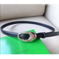 ​Unique Grade Bottega Veneta Soft Calfskin Belt 2cm with Silver Pin Buckle 0315 Black 2025