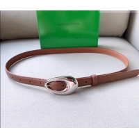 Good Taste Bottega Veneta Soft Calfskin Belt 2cm with Silver Pin Buckle 0315 Light Brown 2025