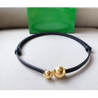 Promotional Bottega Veneta Calfskin Belt with Gold Spheres Buckle 0315 Black 2025