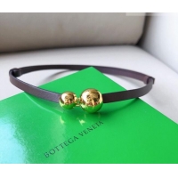 Trendy Design Bottega Veneta Calfskin Belt with Gold Spheres Buckle 0315 Dark Brown 2025