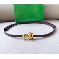 Trendy Design Bottega Veneta Calfskin Belt with Gold Spheres Buckle 0315 Dark Brown 2025