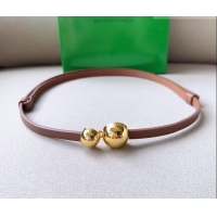 ​New Discount Bottega Veneta Calfskin Belt with Gold Spheres Buckle 0315 Light Brown 2025