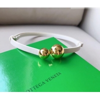 Luxury Cheap Bottega Veneta Calfskin Belt with Gold Spheres Buckle 0315 White 2025