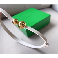 Luxury Cheap Bottega Veneta Calfskin Belt with Gold Spheres Buckle 0315 White 2025