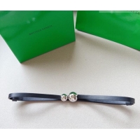 Well Crafted Bottega Veneta Calfskin Belt with Silver Spheres Buckle 0315 Black 2025