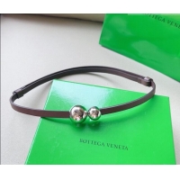 Buy Fashionable Bottega Veneta Calfskin Belt with Silver Spheres Buckle 0315 Dark Brown 2025