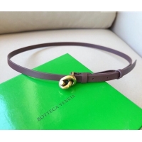 Good Product Bottega Veneta Women's Soft Calfskin Belt 1.5cm with Knot Buckle 0315 Dark Brown/Gold 2025