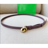 Good Product Bottega Veneta Women's Soft Calfskin Belt 1.5cm with Knot Buckle 0315 Dark Brown/Gold 2025