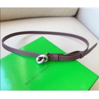 Classic Specials Bottega Veneta Women's Soft Calfskin Belt 1.5cm with Knot Buckle 0315 Dark Brown/Silver 2025