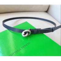 Best Product Bottega Veneta Women's Soft Calfskin Belt 1.5cm with Knot Buckle 0315 Black/Silver 2025