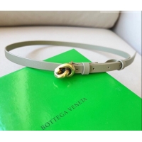 Popular Style Bottega Veneta Women's Soft Calfskin Belt 1.5cm with Knot Buckle 0315 Travertine Green/Gold 2025