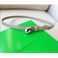 Inexpensive Bottega Veneta Women's Soft Calfskin Belt 1.5cm with Knot Buckle 0315 Travertine Green/Silver 2025