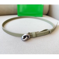Inexpensive Bottega Veneta Women's Soft Calfskin Belt 1.5cm with Knot Buckle 0315 Travertine Green/Silver 2025