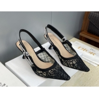 Popular Style Dior J'Adior Slingbacks Pump 6.5cm in Transparent Mesh Embroidered with Millefiori Motif Black 2026 030204