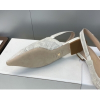 Discount Dior J'Adior Slingback Ballets Flat in Transparent Mesh Embroidered with Millefiori Motif White 2026 0302043