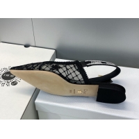 Good Looking Dior J'Adior Slingback Ballets Flat in Transparent Mesh Embroidered with Millefiori Motif Black 2026 030204