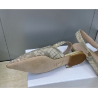 Good Quality Dior J'Adior Slingback Ballets Flat in Transparent Mesh Embroidered with Millefiori Motif in Gold-Tone Stra