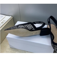 Grade Quality Dior J'Adior Slingback Ballets Flat in Transparent Mesh Embroidered with Millefiori Motif in Silver-Tone S